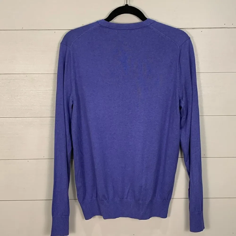 Banana republic light weight V-neck sweater purple silk cashmere cotton medium